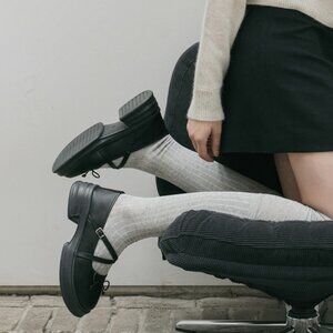 black platform CHAAKAN Kaming Mary Jane loafers, size 235cm (US Women 7)